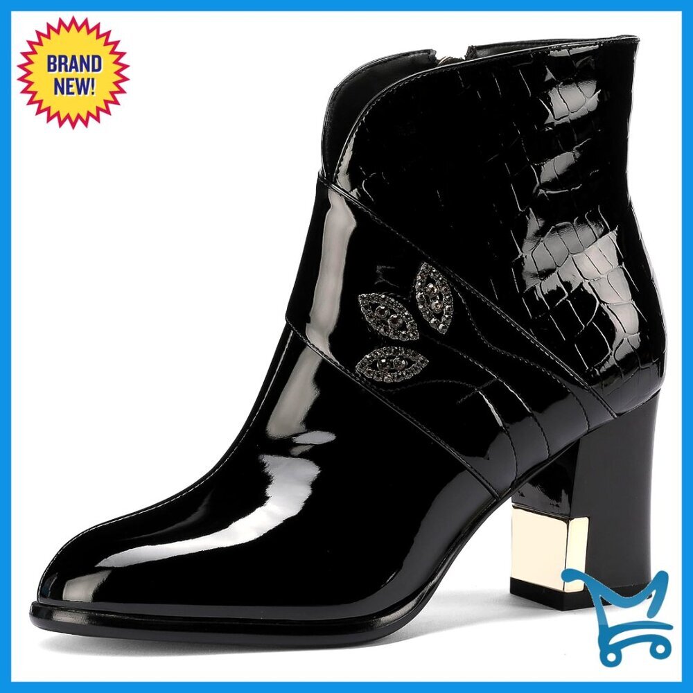 Women's Western Gladiator Boots Winter Ankle Wide Calf Chelsea Leather Chunky
